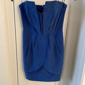 Guess Blue Strapless Dress With Pockets